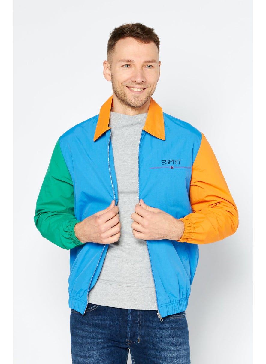 ESPRIT Men Brand Logo Windbreaker Jacket, Blue  - Image 1