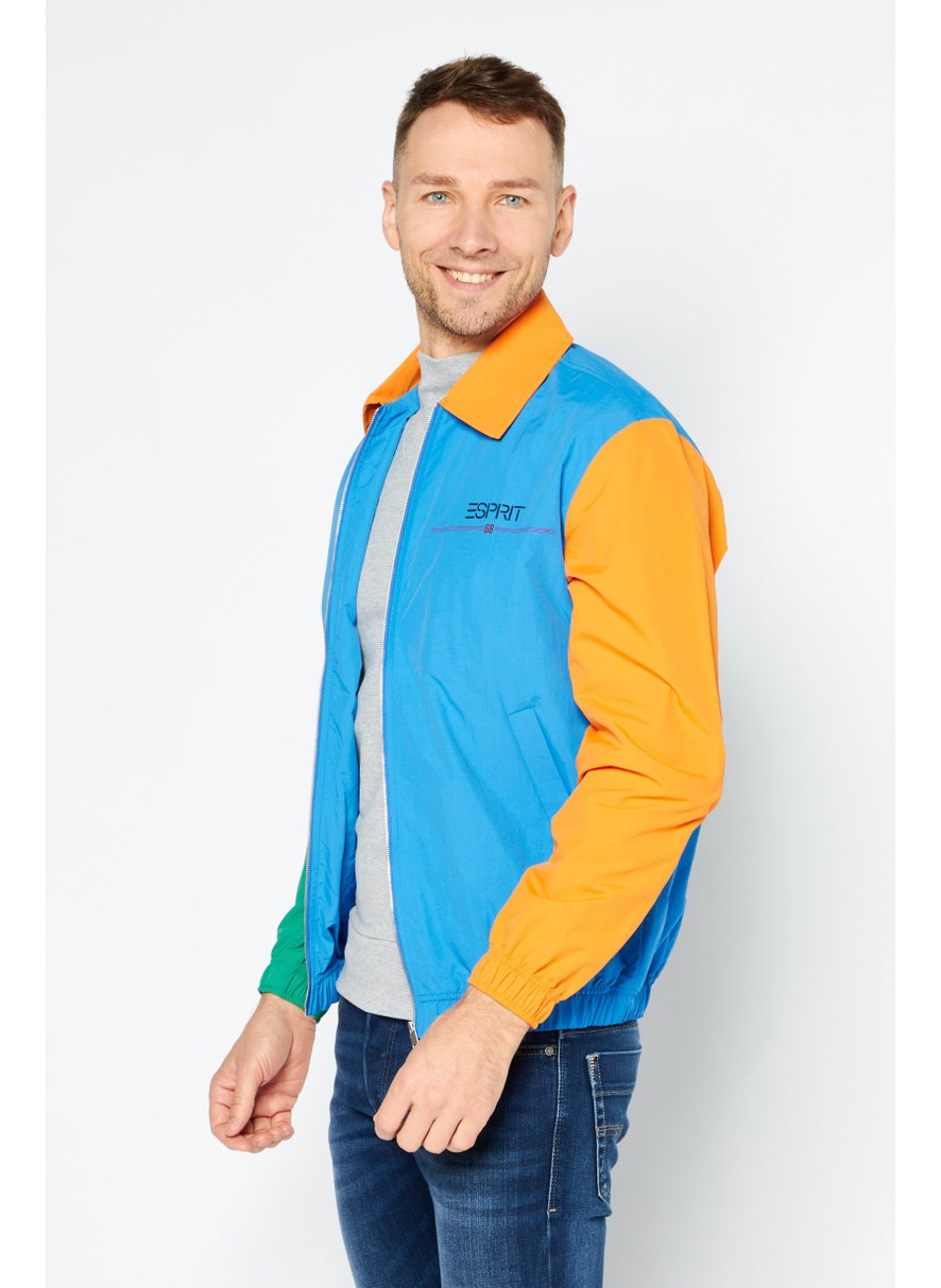 ESPRIT Men Brand Logo Windbreaker Jacket, Blue  - Image 3
