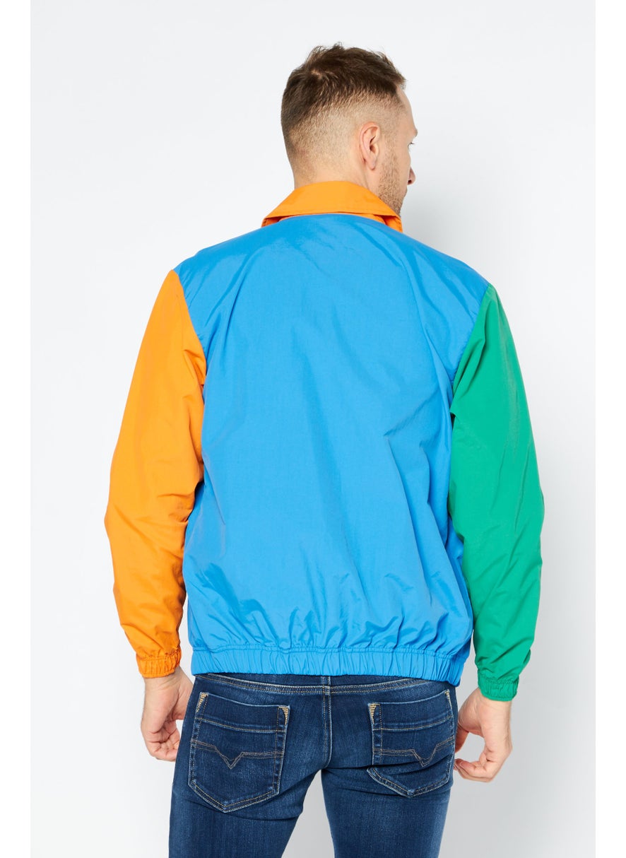 ESPRIT Men Brand Logo Windbreaker Jacket, Blue  - Image 4