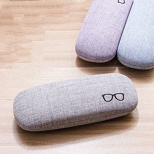 HSYMQ HSYMQ 3Pack Hard Shell Eyeglasses Case Protector Linen Fabrics Large Glasses Case Concise  - Image 5