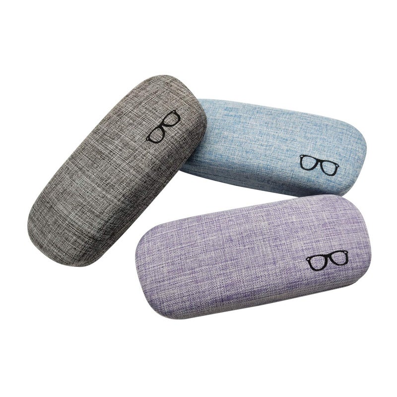 HSYMQ HSYMQ 3Pack Hard Shell Eyeglasses Case Protector Linen Fabrics Large Glasses Case Concise  - Image 1