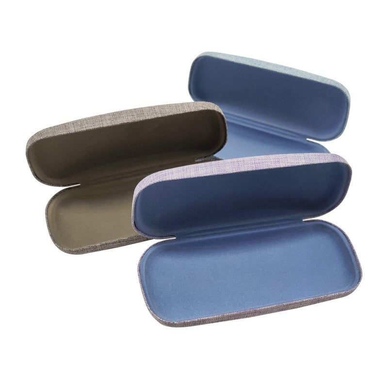 HSYMQ HSYMQ 3Pack Hard Shell Eyeglasses Case Protector Linen Fabrics Large Glasses Case Concise  - Image 3