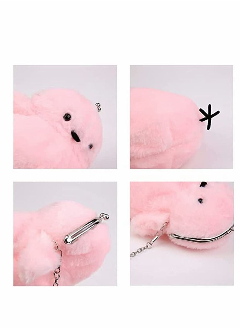 Excefore - Women Cute Plush Crossbody Bag, Cute Chick Purse Crossbody Fluffy Fur Coin Wallet Chain Pouch, Chic Small Shoulder Purse Cell Phone Wallet for Girls (Pink) - Image 1