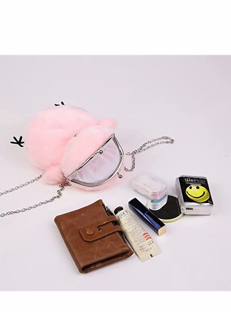 Excefore - Women Cute Plush Crossbody Bag, Cute Chick Purse Crossbody Fluffy Fur Coin Wallet Chain Pouch, Chic Small Shoulder Purse Cell Phone Wallet for Girls (Pink) - Image 1