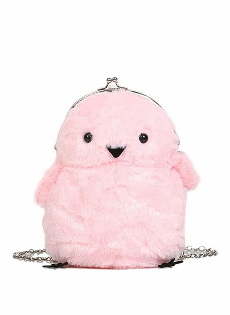 Excefore - Women Cute Plush Crossbody Bag, Cute Chick Purse Crossbody Fluffy Fur Coin Wallet Chain Pouch, Chic Small Shoulder Purse Cell Phone Wallet for Girls (Pink) - Image 1