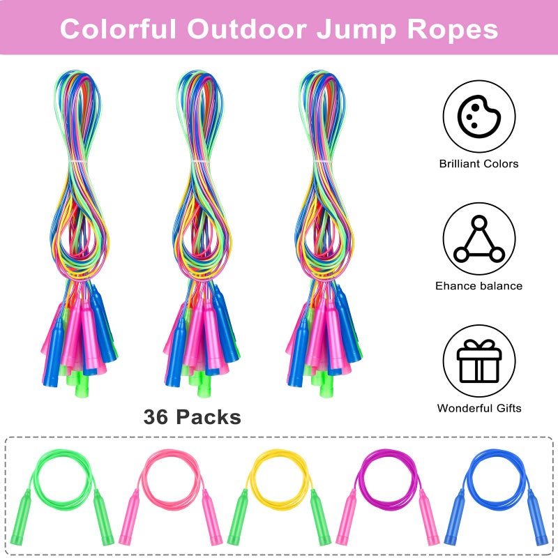 Elcoho 36 Packs Kids Jump Rope Set 7.3 Feet Adjustable Skipping Rope Colorful Kids Outdoor Jump Ropes For Kids Party Favors Outdoor Activity Birthday Reward Gift - Image 4