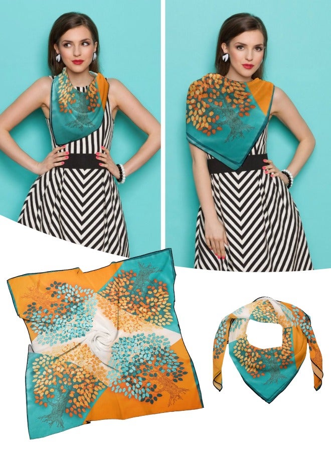 Women's 35 Inch Satin Silk Textured Scarf - Fashion Headband Sleep Wrap Square Scarf - Image 1