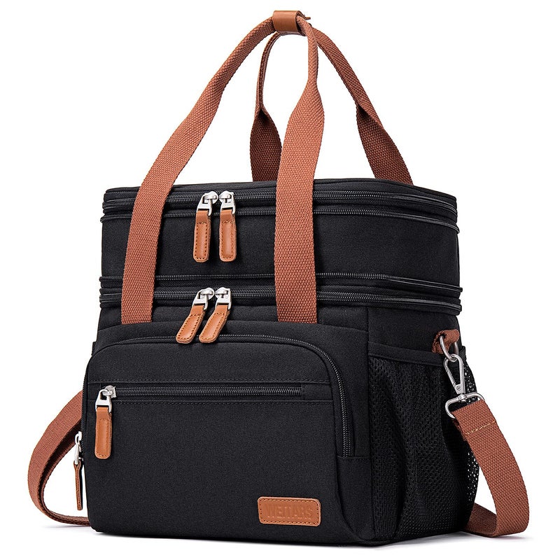 Weitars Lunch Bag For Women MenDual Compartment Large Lunch Box For Men Adult Lunch Box For Nurse Office Working Picnic Hiking 15L Blackkahki