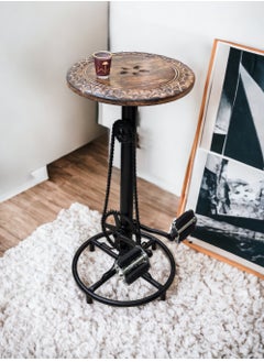Industrial Bar Stool Vintage Coffee Kitchen Dining Island Chair with Bike Pedal Footrest - Extra Tall Seating