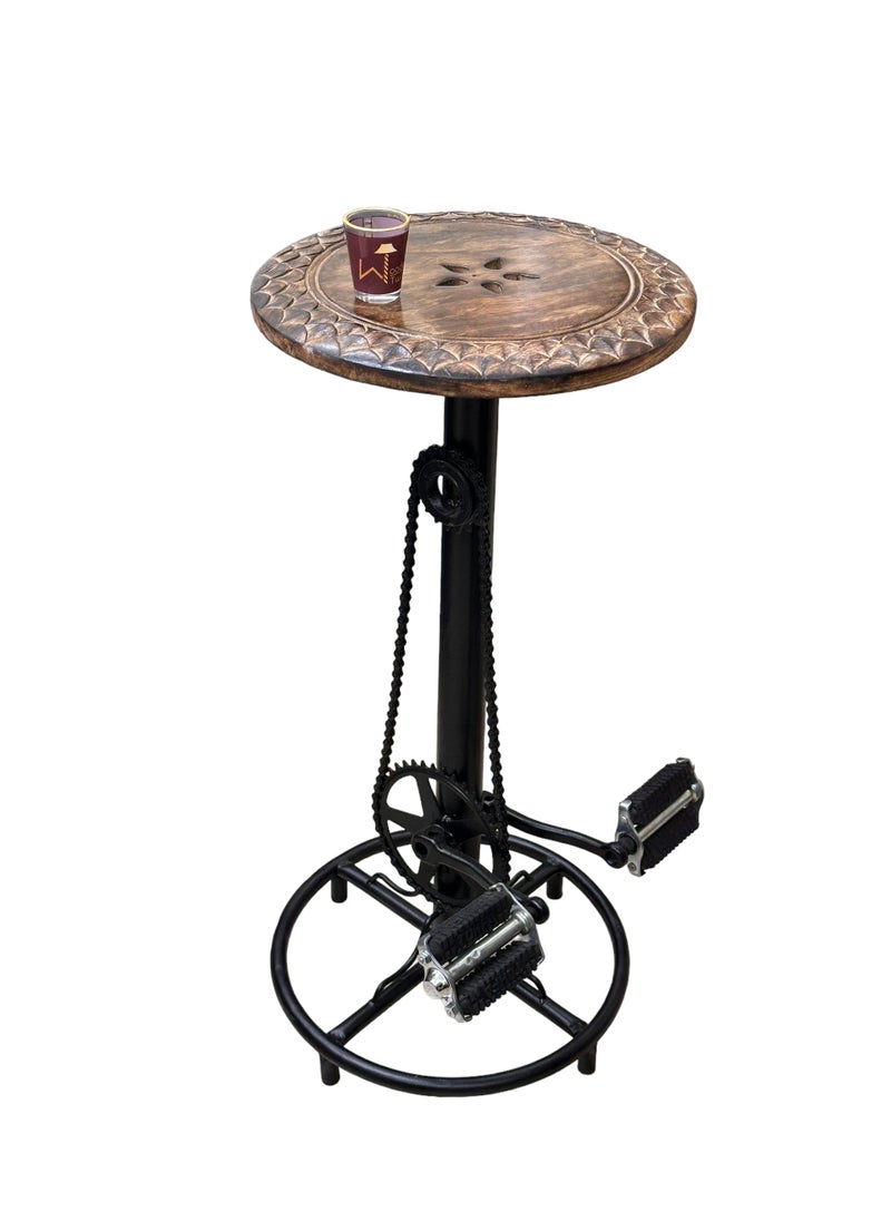 Wooden Twist - Industrial Bar Stool Vintage Coffee Kitchen Dining Island Chair with Bike Pedal Footrest - Extra Tall Seating - Image 1