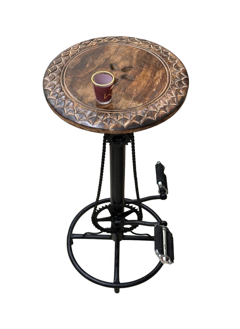 Wooden Twist - Industrial Bar Stool Vintage Coffee Kitchen Dining Island Chair with Bike Pedal Footrest - Extra Tall Seating - Image 1