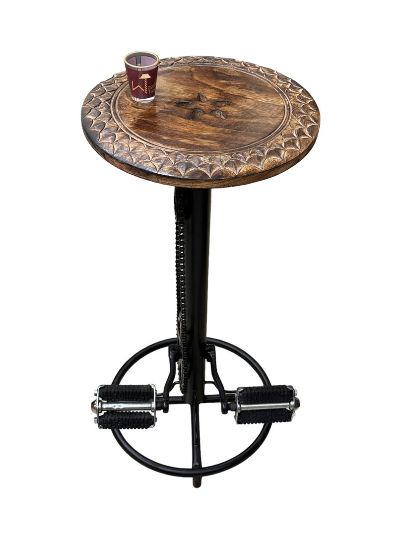 Wooden Twist - Industrial Bar Stool Vintage Coffee Kitchen Dining Island Chair with Bike Pedal Footrest - Extra Tall Seating - Image 1