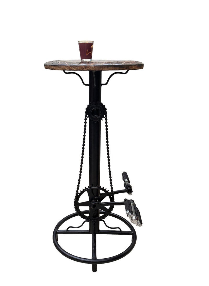 Wooden Twist - Industrial Bar Stool Vintage Coffee Kitchen Dining Island Chair with Bike Pedal Footrest - Extra Tall Seating - Image 1