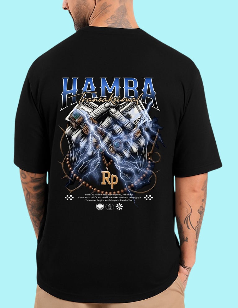 DIVIS Oversized Black Graphic T-Shirt for Men - Image 1