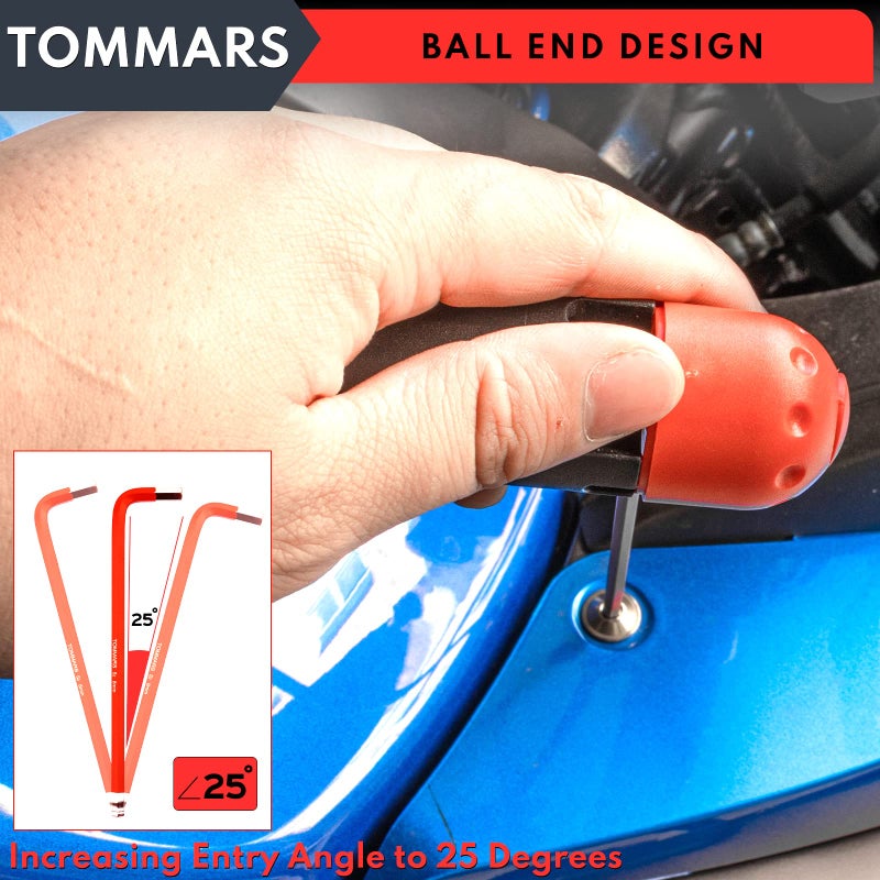 Tommars Hex Key Set Magnetic Ball End S2 Steel With T-Handle Hex Key Allen Wrench Set Sae(1/16""-3/8"") Metric(1.5Mm-10Mm) Torx(T10-T50) - Image 5