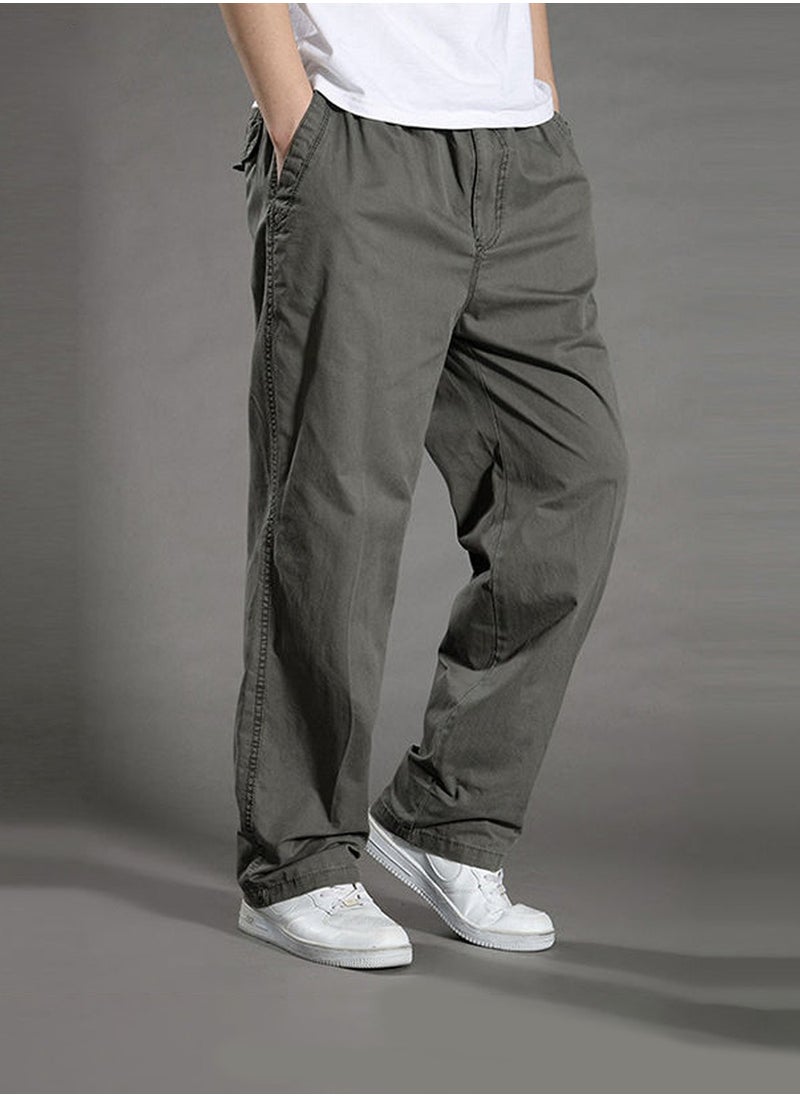 Moovant Men's Casual Pants, Thin Slacks Elastic Waist Relaxed Plus Cargo Pants, Plus Size Cotton Loose Straight Long Pants  - Image 2