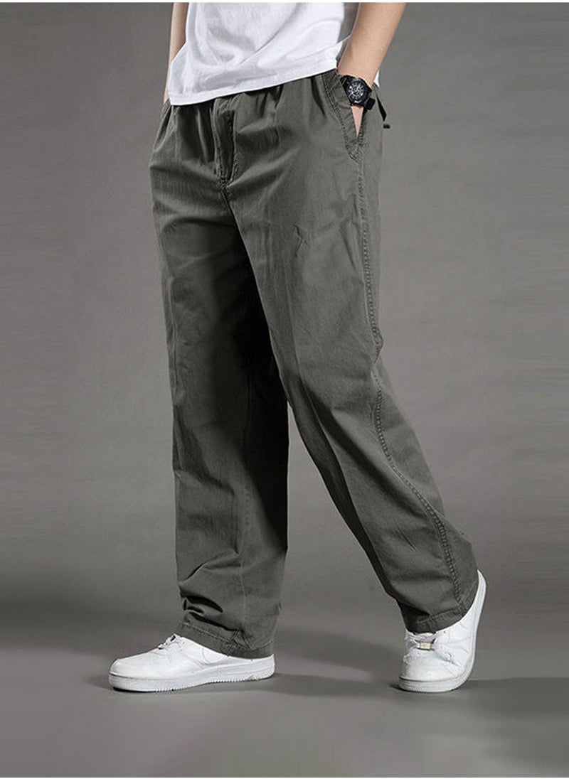 Moovant Men's Casual Pants, Thin Slacks Elastic Waist Relaxed Plus Cargo Pants, Plus Size Cotton Loose Straight Long Pants  - Image 4