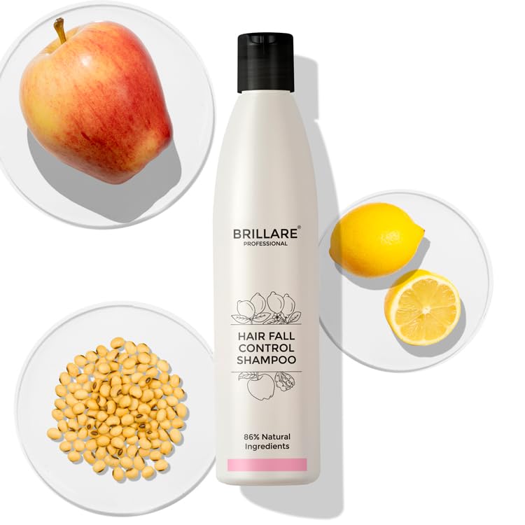 BRILLARE Professional Hair Fall Control Shampoo | 86% Natural with Soy, Apple & Lemon | Reduces Hair Fall, Prevents Breakage | For Men & Women | Anti Hair Fall Shampoo | 100% Vegan - Image 2
