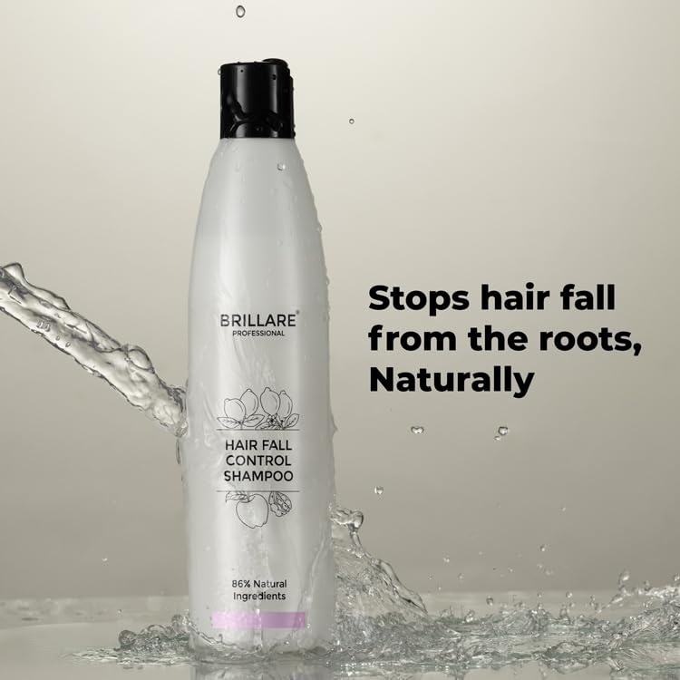 BRILLARE Professional Hair Fall Control Shampoo | 86% Natural with Soy, Apple & Lemon | Reduces Hair Fall, Prevents Breakage | For Men & Women | Anti Hair Fall Shampoo | 100% Vegan - Image 3