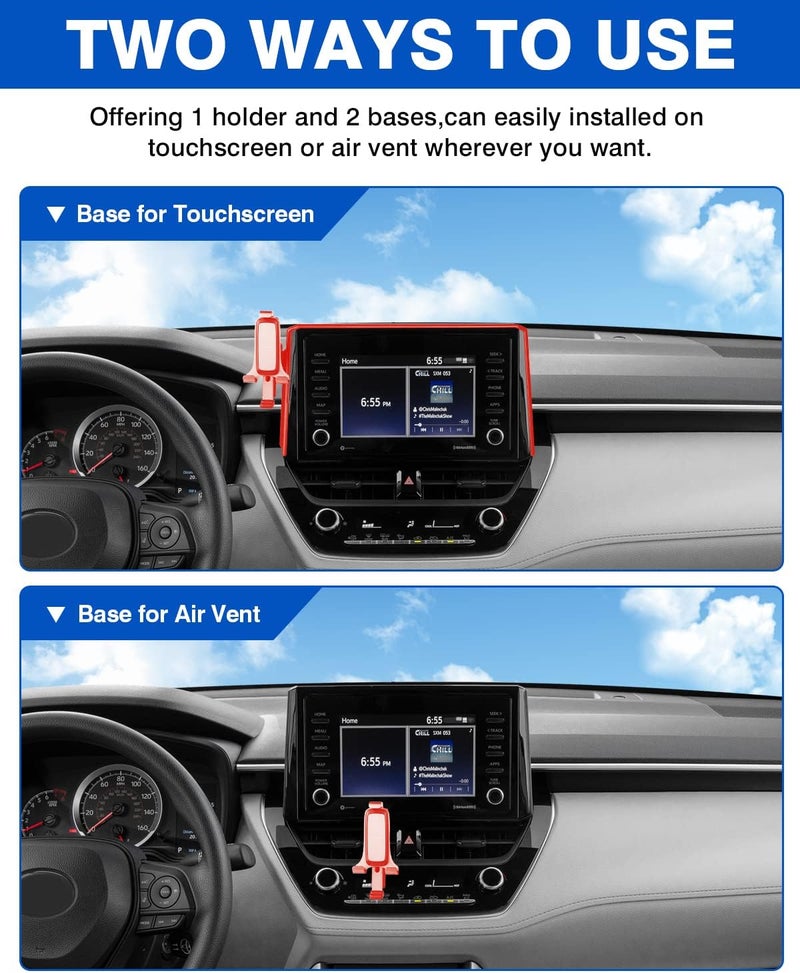 Autorder Car Phone Holder for Toyota Corolla 2019-2025/corolla Cross 2022 2023 2024 2025 Accessories Air Vent Screen Fixed Clip Cell Phone Mount Hands-Free 360 Degree Rotation(8 Inch) - Image 4