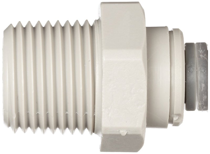 John Guest PI011623S Acetal Copolymer Tube Fitting, Straight Adaptor, 1/2" Tube OD x 3/8" NPTF Male (Pack of 10), White - Image 2