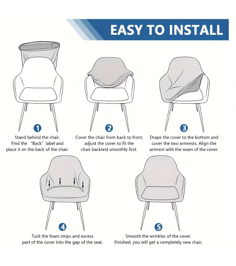 1pc Arc Shaped High Armchair Cover Jacquard Elastic Stretchable Thick Dining Chair Cover Deep Gray Machine Washable Easy To Install Chair Protection Suitable For Living Room Bedroom Coffee Shop Balcony - Image 4
