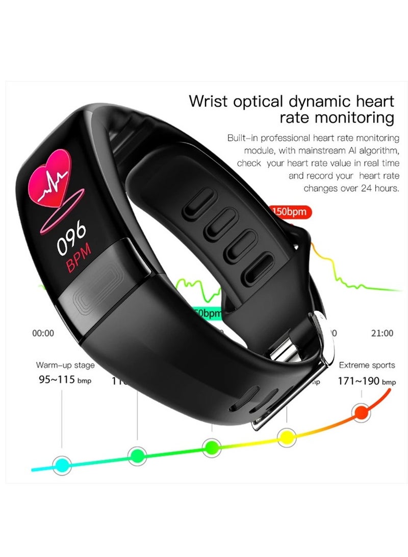ECG + PPG P11 Plus Smart Wristband Fitness Tracker for Women Men Calorie Blood Pressure Waterproof Sport Smartband Health Smartwatch (Black)  - Image 3