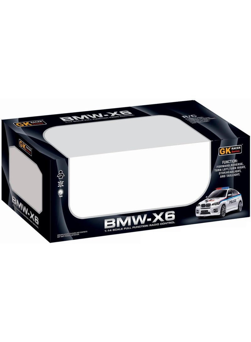 The Toys Home Licensed 1:14 BMW X6 Police RC Car – 4‑Function Remote Control Patrol SUV with Flashing Roof Lights, Head/Tail LEDs & USB‑Rechargeable Battery Pack (AA for Remote) – Window Gift Box – Ages 6+ - Image 3