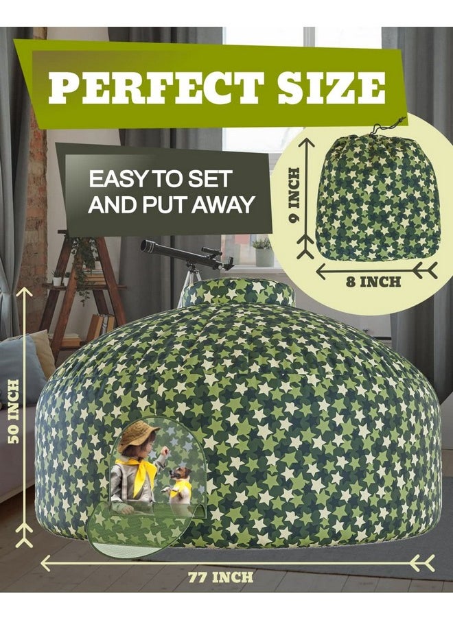 Skywin - Inflatable Tent For Kids (Camo Stars), Inflatable Air Tent For Kids Sets Up And Stores Away In Seconds (Fan Not Included) (With Door)  - Image 4