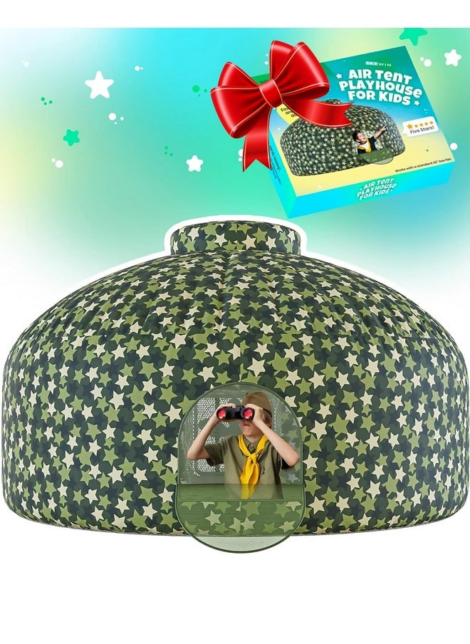 Skywin - Inflatable Tent For Kids (Camo Stars), Inflatable Air Tent For Kids Sets Up And Stores Away In Seconds (Fan Not Included) (With Door)  - Image 1