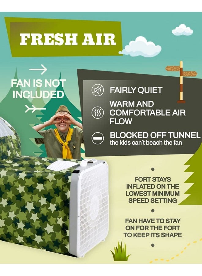 Skywin - Inflatable Tent For Kids (Camo Stars), Inflatable Air Tent For Kids Sets Up And Stores Away In Seconds (Fan Not Included) (With Door)  - Image 3