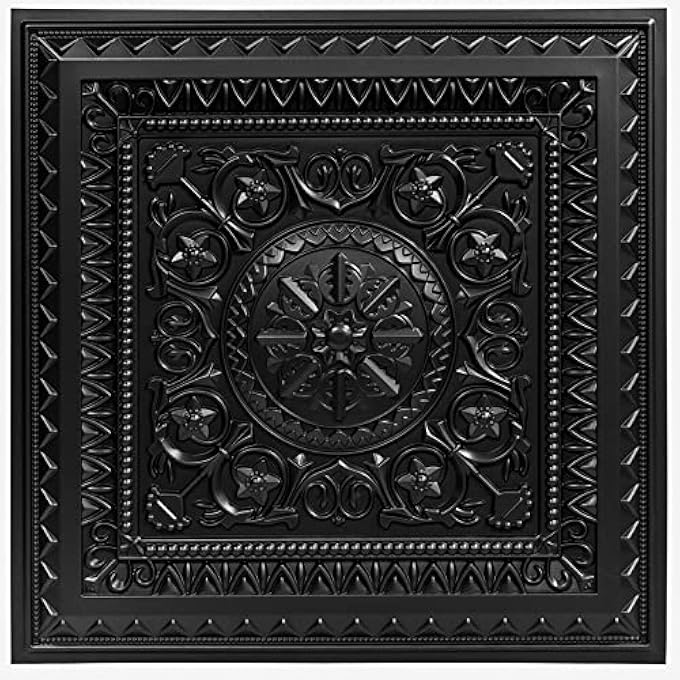 بلاط سقف قابل للصق بلاط سقف 61 × 61 سم بلاستيك أسود (12 قطعة، 4.5 م) - Image 1