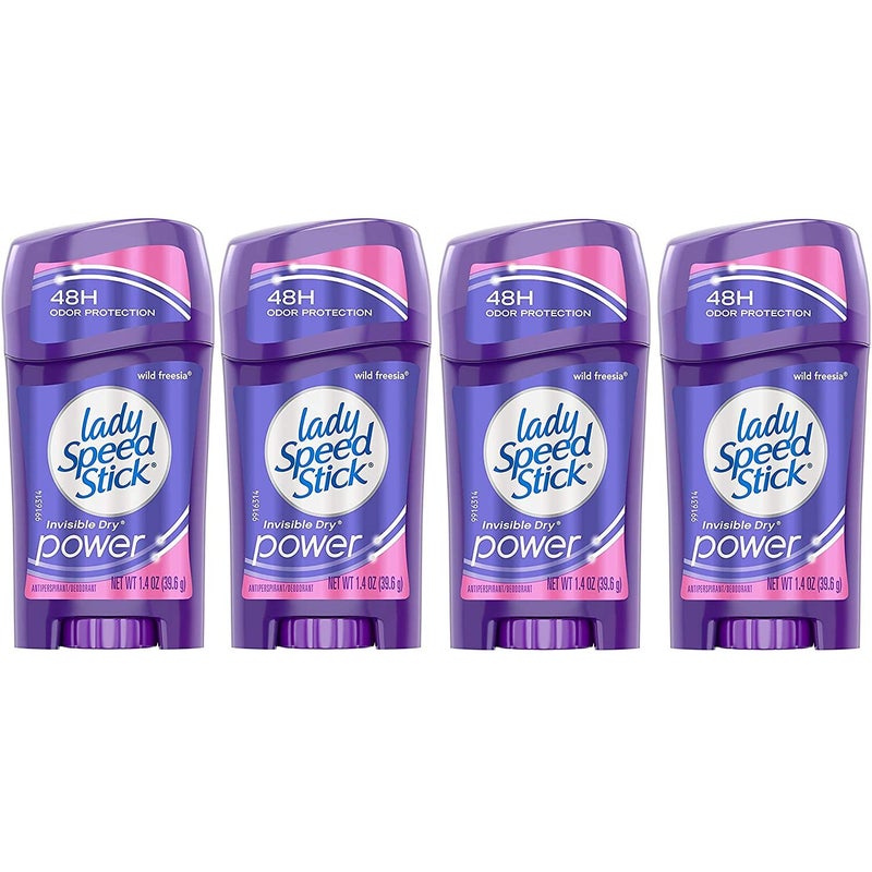 Lady Speed Stick مزيل العرق غير المرئي من ليدي سبيد ستك، فريزيا برية، 1.4 أونصة (عبوة من 4) 