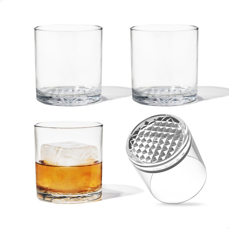 TOSSWARE RESERVE 12oz Old Fashion SET OF 4, Premium Quality, Dishwasher Safe & Heat Resistant Unbreakable Plastic Whiskey Glasses - Image 1