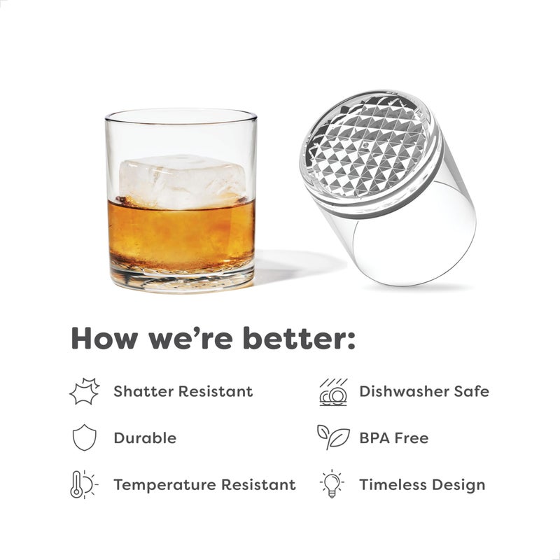 TOSSWARE RESERVE 12oz Old Fashion SET OF 4, Premium Quality, Dishwasher Safe & Heat Resistant Unbreakable Plastic Whiskey Glasses - Image 2