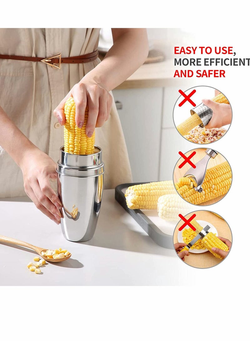 SYOSI Corn Peeler 304 Stainless Steel Cob with Cup Convenient Stripper Tool Quickly Peeling Kernels Cutter For Kitchen Thresher from the - Image 4
