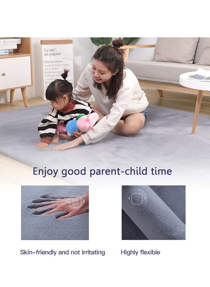 Sharpdo Soft Carpet Imitation Rabbit Velvet Floor Mat Living Room Area Rugs Bedside Rug Kids Play Mat Solid Color 70*160cm with Brush - Image 5