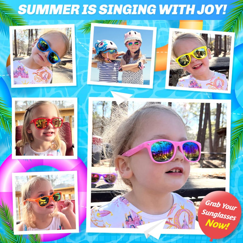 GINMIC Kids sunglasses bulk, Kids Sunglasses Party Favor, 24Pack Neon Sunglasses with UV400 Protection for Kid, Boys and Girls Age 3-8, Goody Bag Favors, Great Gift for Pool, Birthday Party Supplies - Image 2