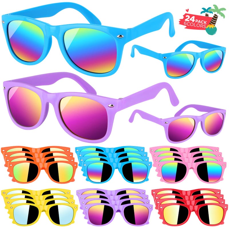GINMIC Kids sunglasses bulk, Kids Sunglasses Party Favor, 24Pack Neon Sunglasses with UV400 Protection for Kid, Boys and Girls Age 3-8, Goody Bag Favors, Great Gift for Pool, Birthday Party Supplies - Image 1