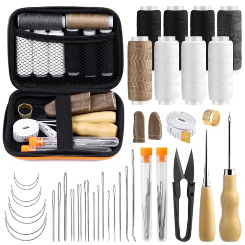 MORFEN Sewing Kit for Adults, 38 Pcs Heavy Duty Sewing Kit, Needle and Thread Kit with Hand Sewing Needles 8 Upholstery Thread, Upholstery Repair Kit for Carpet Canvas DIY Sewing Repair - Image 1