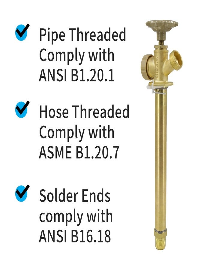 Himaweek 8 Inch Anti-Siphon Frost Free Sillcock, 1/2 x 3/4 Inch MHT, Push to Connect Brass Plumbing Fitting, PEX Pipe Chrome Plated Brass Body, 8 inch Length (10 Inch) - Image 5