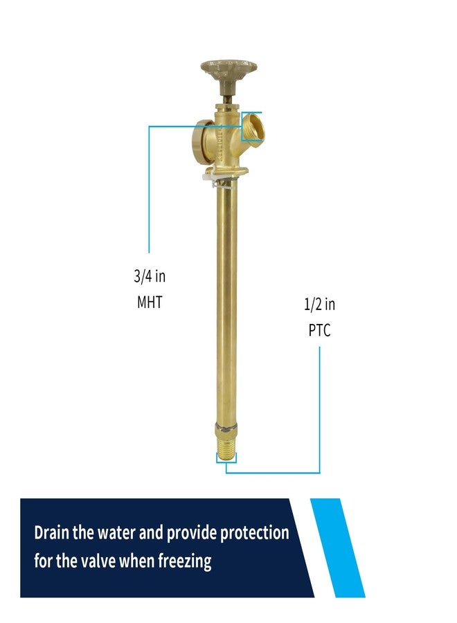 Himaweek 8 Inch Anti-Siphon Frost Free Sillcock, 1/2 x 3/4 Inch MHT, Push to Connect Brass Plumbing Fitting, PEX Pipe Chrome Plated Brass Body, 8 inch Length (10 Inch) - Image 4