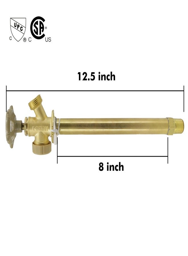 Himaweek 8 Inch Anti-Siphon Frost Free Sillcock, 1/2 x 3/4 Inch MHT, Push to Connect Brass Plumbing Fitting, PEX Pipe Chrome Plated Brass Body, 8 inch Length (10 Inch) - Image 2