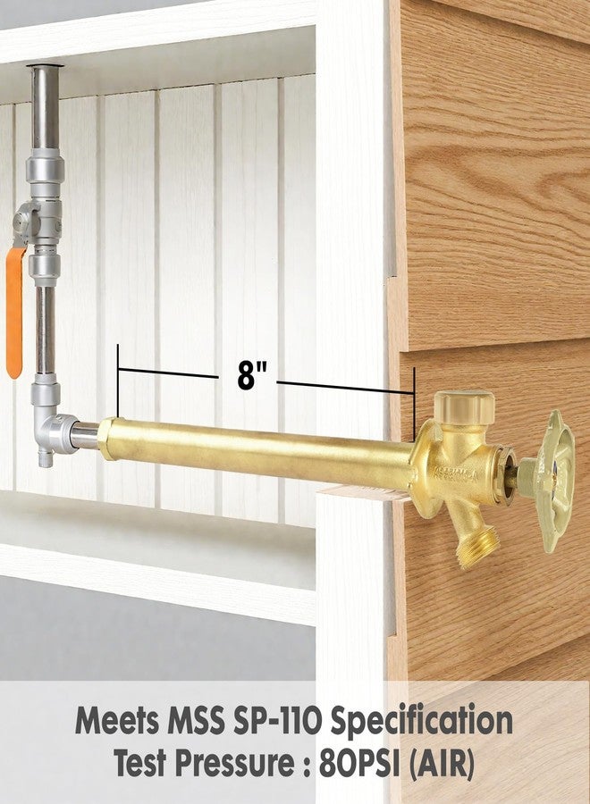 Himaweek 8 Inch Anti-Siphon Frost Free Sillcock, 1/2 x 3/4 Inch MHT, Push to Connect Brass Plumbing Fitting, PEX Pipe Chrome Plated Brass Body, 8 inch Length (10 Inch) - Image 3