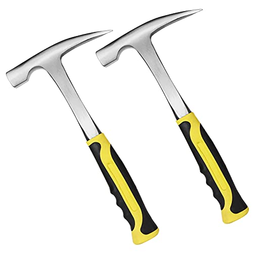 CertBuy 2 Pack Rock Pick Hammer With Non-Skid Handle, 12.8 Inch All Steel Geologist Hammer, Drop Forged Masonry Hammers, Geologist Hammers with Pointed Tip for Mining - Image 1