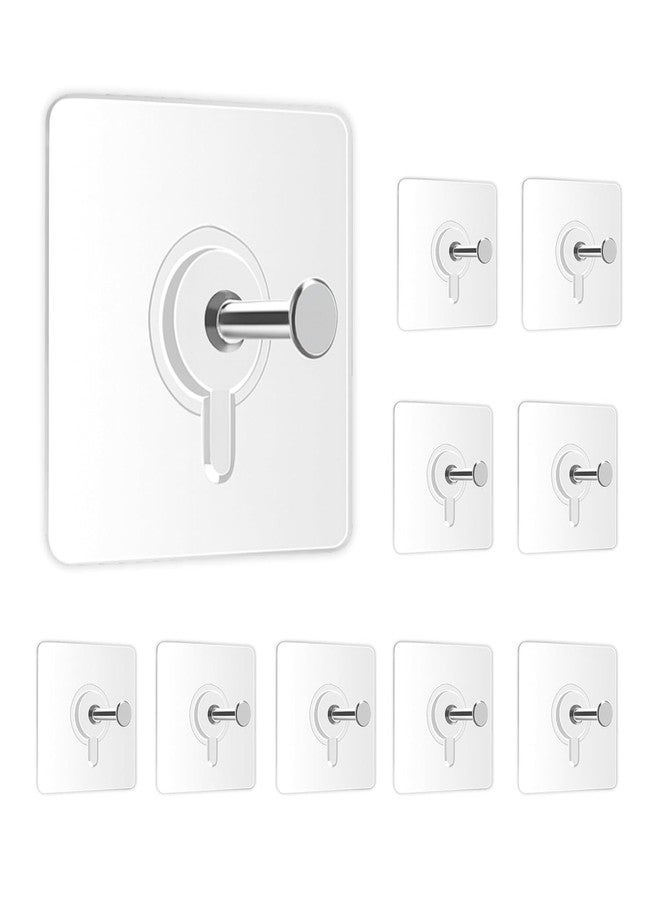 AZARIA 10 Pcs Adhesive Wall Hooks, Heavy Duty Hooks for Wall Hanging, Strong and Self-Adhesive Sticker Hooks for Walls, Transparent Waterproof Wall Hanger Hook (10) - Image 1