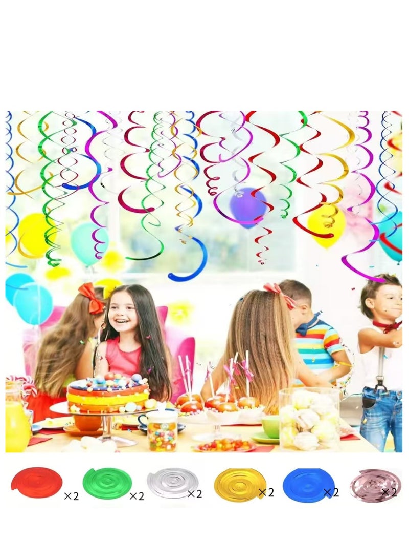 12 قطعة من زينة الحفلات متعددة الألوان المصنوعة من مادة البولي فينيل كلوريد الحلزونية المفردة لحفلات رمضان وعيد مبارك ورأس السنة الجديدة وحفلات الزفاف وأعياد الميلاد - Image 1