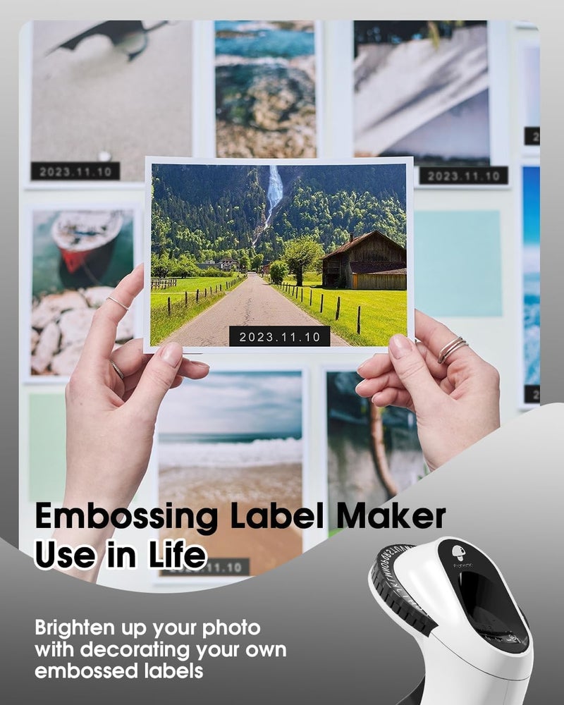 phomemo Embossing Label Maker, E975 Vintage Retro Embossed Labeler, 3D Old School Label Makers, Handheld Manual Label Maker Machine Printer, Old Fashion Label Maker For Home, Diy & Crafting, Black - Image 3