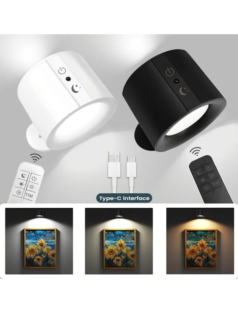Arabest Smart Lights,Wall Mounted Lights Rechargeable Battery Operated,Rechargeable 3 Color Temperatures Dimmable Magnetic 360° Rotation Cordless for Bedroom Reading Study Bedside (Black) - Image 5