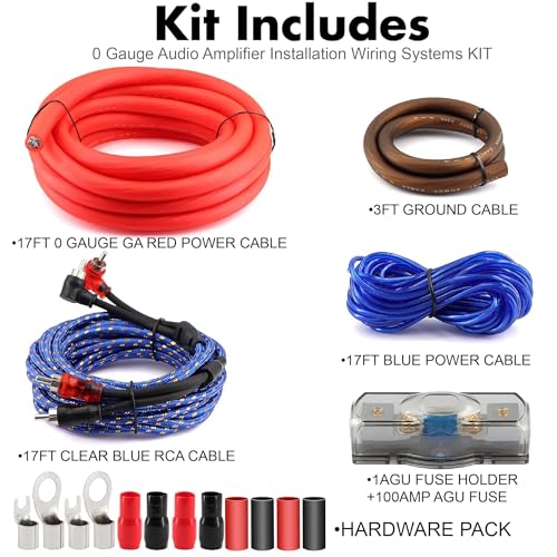 Taxutor 0 Gauge Car Amp Wiring Kit, 3000W 1/0 Gauge Car Audio Amplifier Installation Wiring Systems Kit, 0 Gauge Wire for Your Radio,Subwoofers and Speakers - Image 3